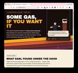 Earl the soft-sell Convex gas attendant logo