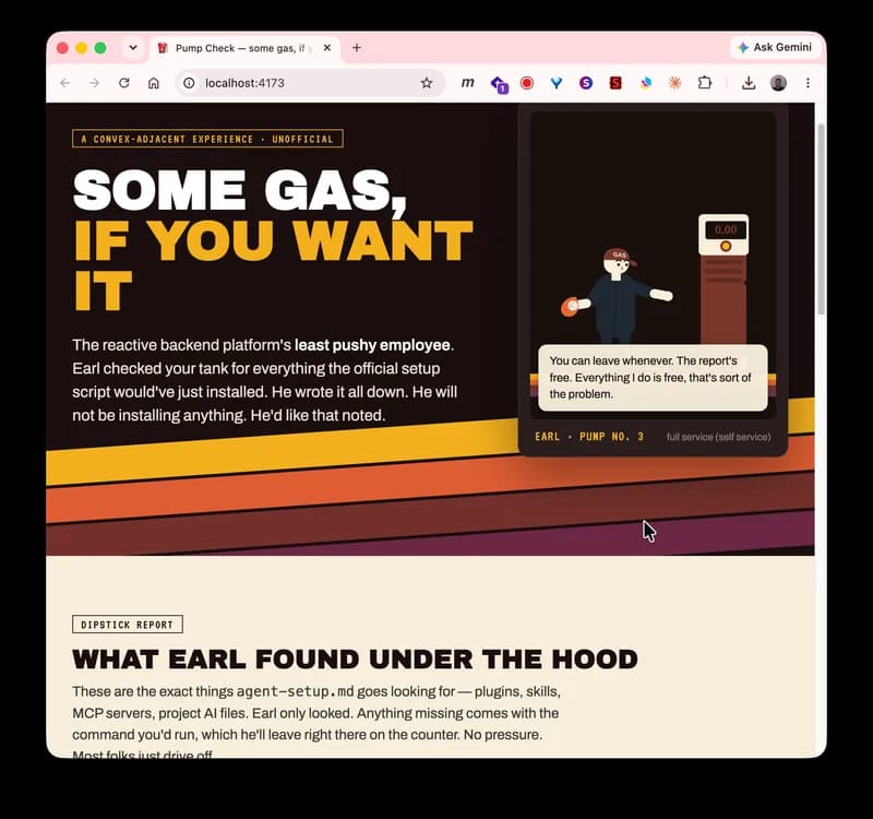 Earl the soft-sell Convex gas attendant