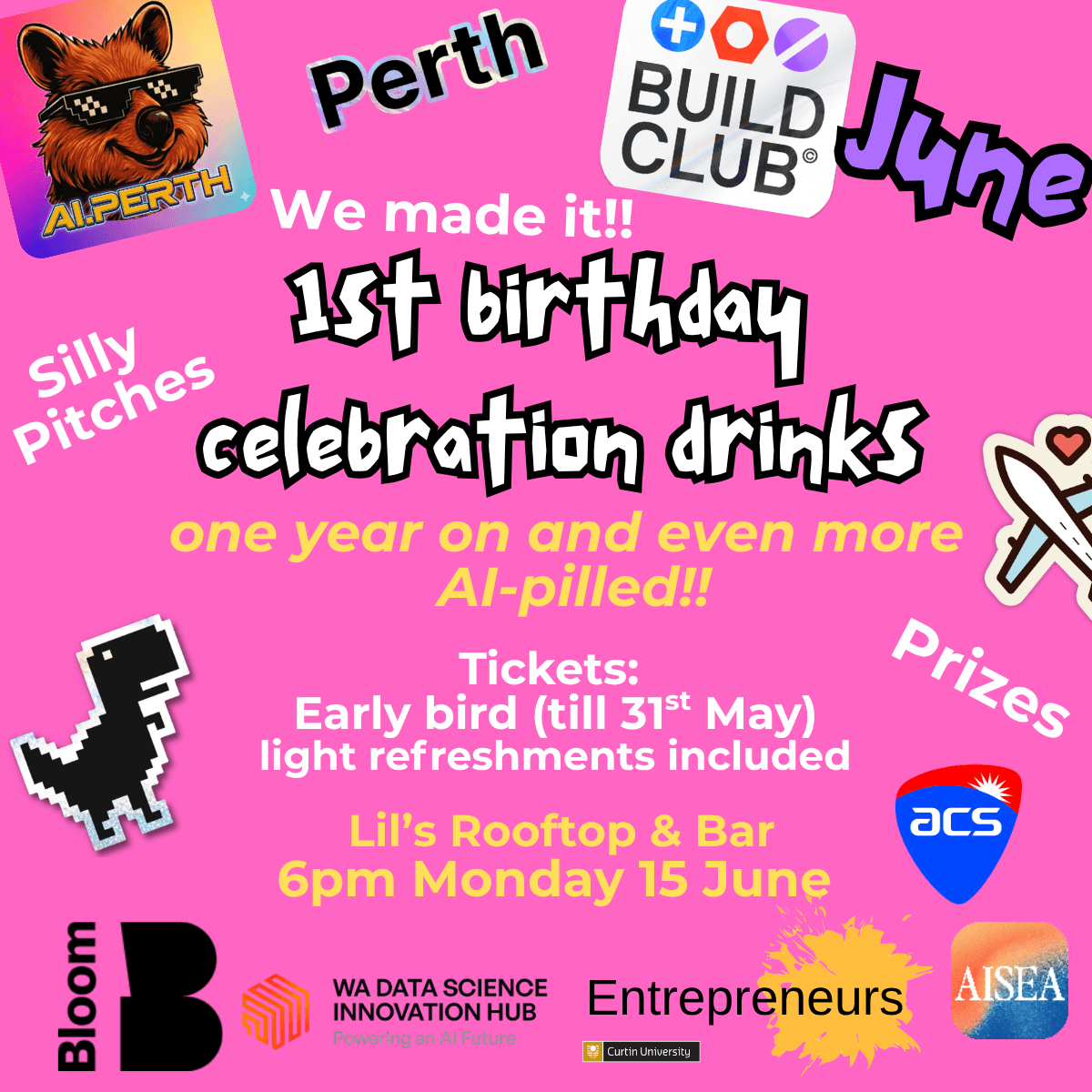 Build Club Perth - June- 1st year birthday celebration drinks