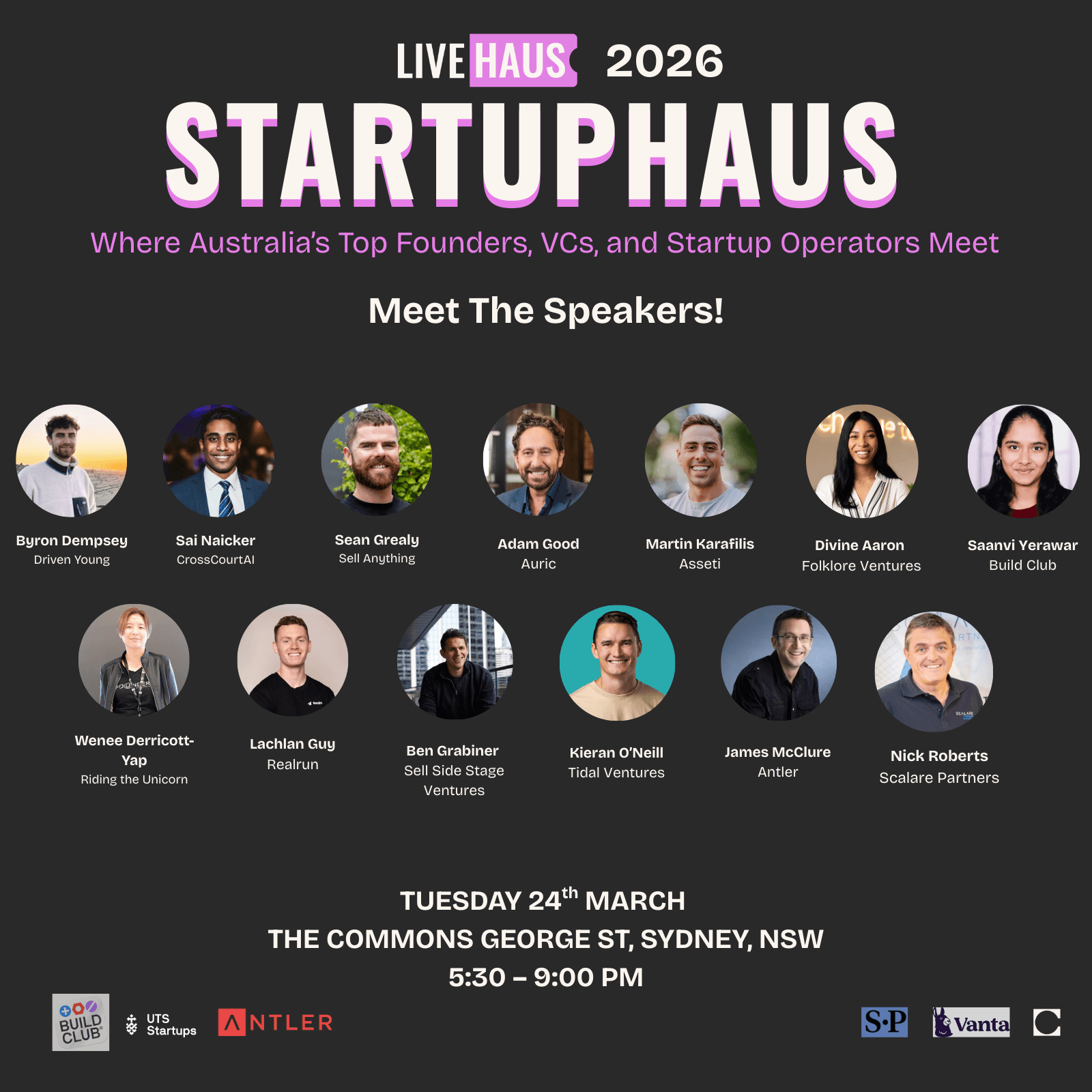 StartupHaus Sydney · March 2026: Where Australia’s Top Founders, VCs & Startup Operators Meet